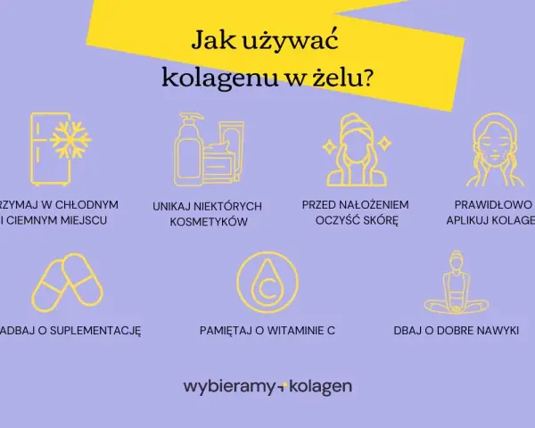 Jak używać kolagenu w żelu? Wskazówki: przechowuj w chłodzie, unikaj niektórych kosmetyków, oczyszczaj skórę, aplikuj prawidłowo, suplementuj i pamiętaj o witaminie C.