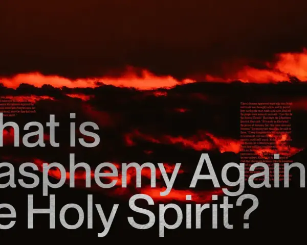 Dramatic red clouds loom over text asking "What is Blasphemy Against the Holy Spirit?".