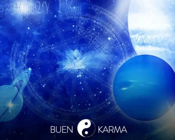 Un cielo estrellado con planetas y símbolos zodiacales, evocando la energía de la jupiter carta astral.