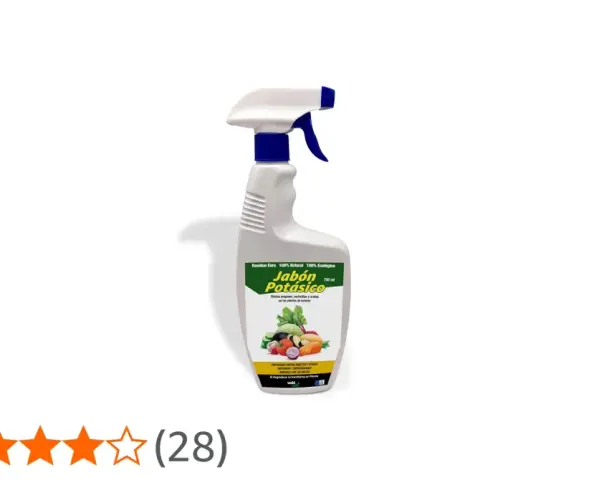 Botella con pulverizador de jabón potásico para sulfatar tus plantas. Elimina plagas de forma natural.