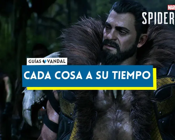 Kraven el Cazador, con su pelaje y armadura, listo para la acción en Spider-Man 2. ¡Conoce los trofeos Spiderman 2!