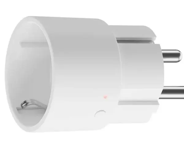Smart eluttag som gör det enkelt att styra dina apparater med mobilen. En liten röd lampa indikerar att den är redo att anslutas.