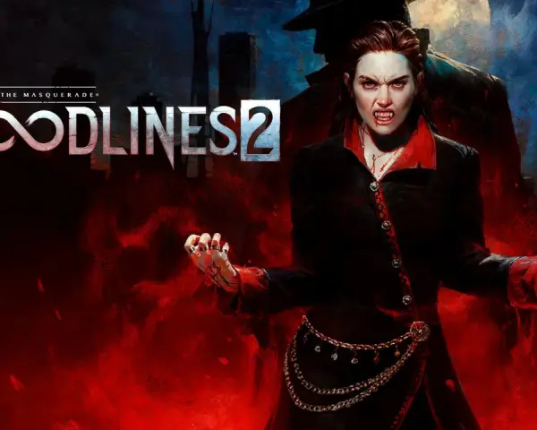 Una vampira con colmillos afilados y mirada intensa, lista para la acción en Vampire The Masquerade Bloodlines 2.