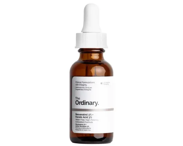 Brązowa buteleczka z pipetką, serum z kwasem ferulowym The Ordinary.