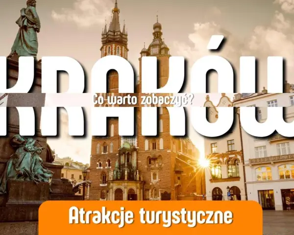 Kraków: odkryj ciekawe miejsca i atrakcje turystyczne. Rynek Główny z Sukiennicami i pomnikiem Mickiewicza w słońcu.