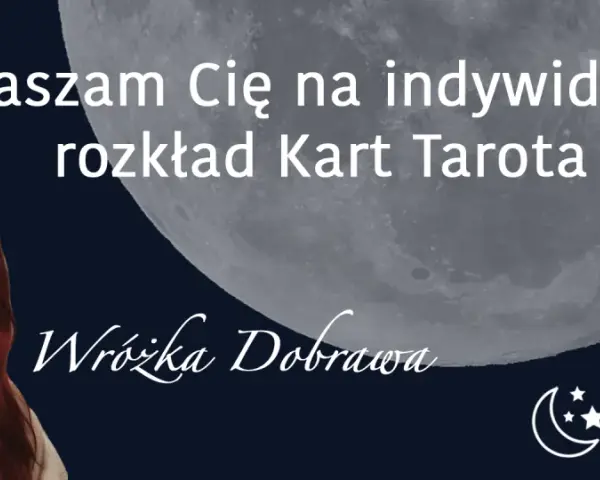 Kobieta z rudymi włosami zaprasza na indywidualny rozkład kart tarota. Wróżka Dobrawa oferuje wgląd w przyszłość, być może nawet w kwestie kochanków tarot.
