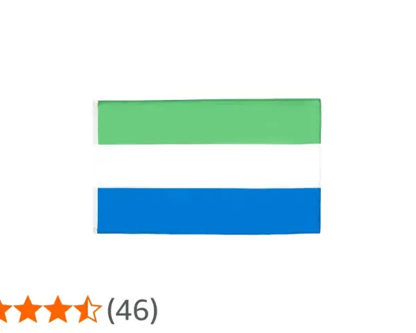 Flaga Sierra Leone: zielony, biały i niebieski pas.
