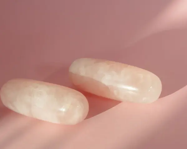 Dos piedras de cuarzo rosa pulidas, con vetas blancas, sobre un fondo rosa pálido. ¿Por qué el cuarzo rosa se pone blanco?