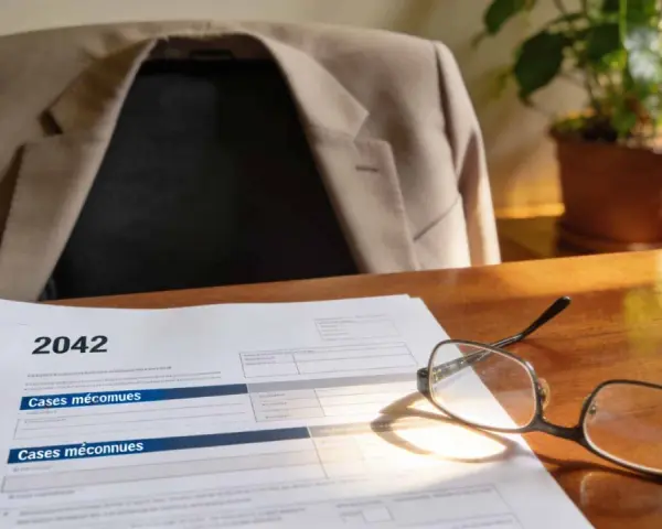 Lunettes posées sur un formulaire 2042, prêt à remplir pour déclarer pension alimentaire ou autres revenus.