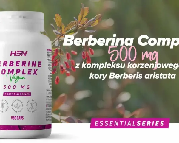 Berberine Complex 500 mg z korzenia i kory Berberis aristata. Opakowanie suplementu diety.