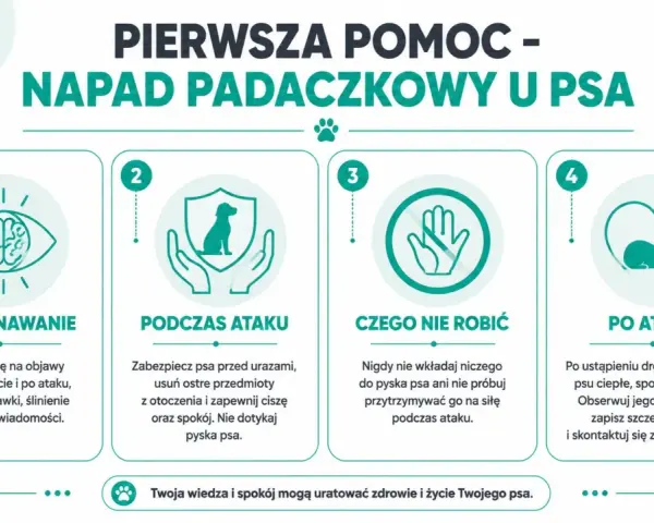 Pierwsza pomoc przy atakach padaczki u psa: rozpoznawanie, postępowanie podczas i po ataku, czego nie robić. Twoja wiedza ratuje życie.