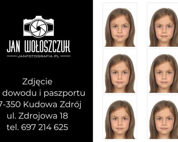Czy zdjęcie do dowodu i paszportu jest takie samo? Sprawdź w Jan Wołoszczuk Fotografia. Sześć identycznych ujęć dziewczynki.