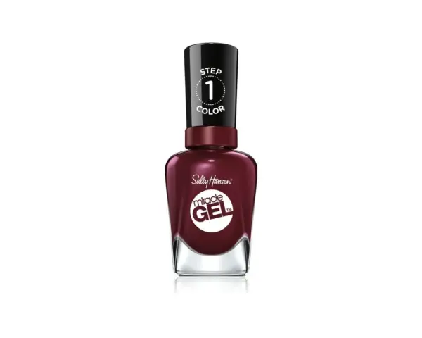 Sally Hansen Miracle Gel - lakier jak hybryda bez lampy Rossmann. Głęboki, burgundowy kolor dla efektu wow.
