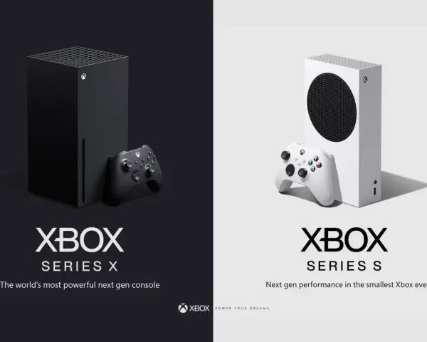 Dos consolas Xbox: la potente Xbox Series X negra y la compacta Xbox Series S blanca, listas para la próxima generación de juegos.