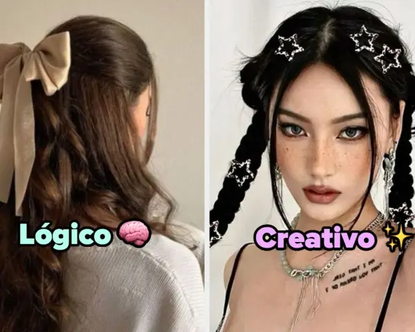 Dos peinados aesthetic: uno con moño beige y ondas, y otro con trenzas y accesorios de estrellas.
