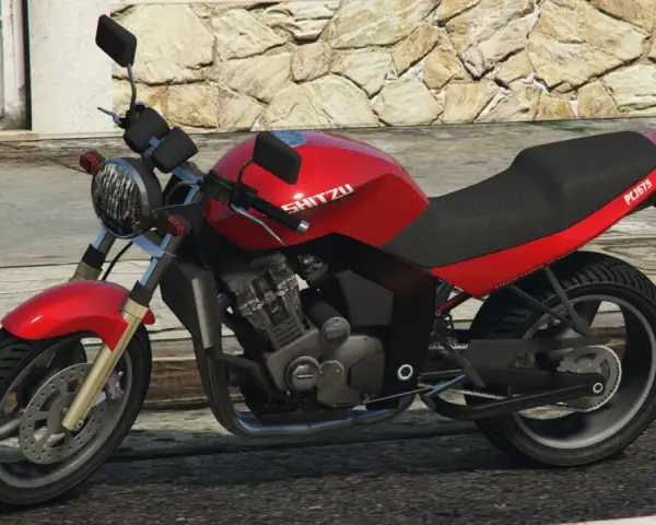 Czerwony motocykl "Shitzu" z GTA 5, gotowy do akcji. Ten kod na motor to marzenie każdego gracza!