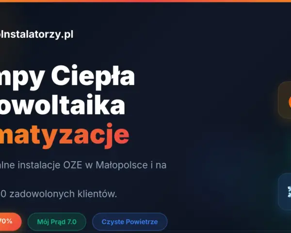 Pompy ciepła, fotowoltaika, klimatyzacje. Profesjonalne instalacje OZE. Program Czyste Powietrze 2025 wspiera ekologiczne rozwiązania.