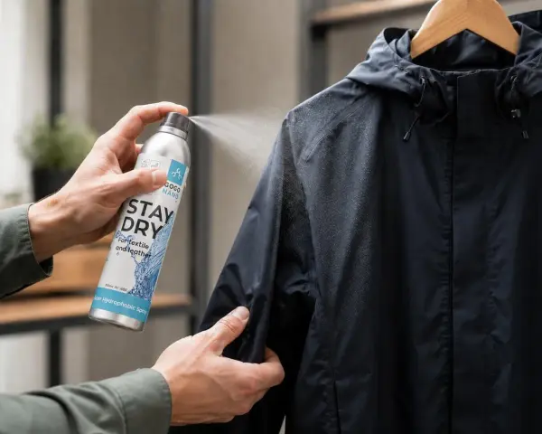 Regenjacke nicht mehr wasserdicht? Mit "Stay Dry" Spray wird sie wieder top! Hält dich trocken.