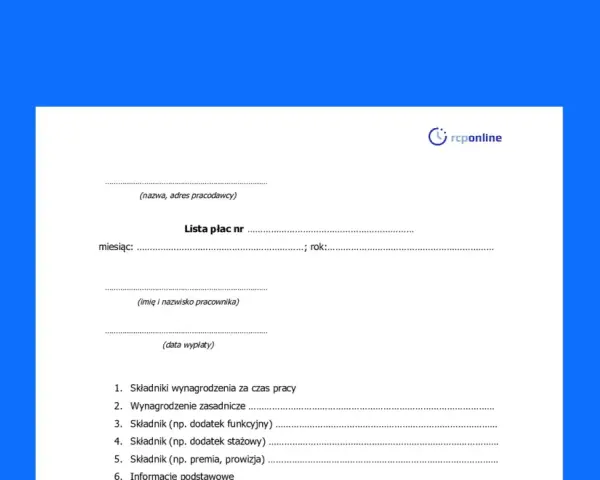Formularz "Lista płac" zawiera pole "Wynagrodzenie zasadnicze" oraz inne składniki pensji.