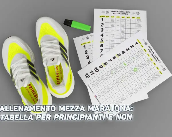 Scarpe da corsa e tabelle di allenamento per la mezza maratona, ideali per chi corre 2 volte a settimana.
