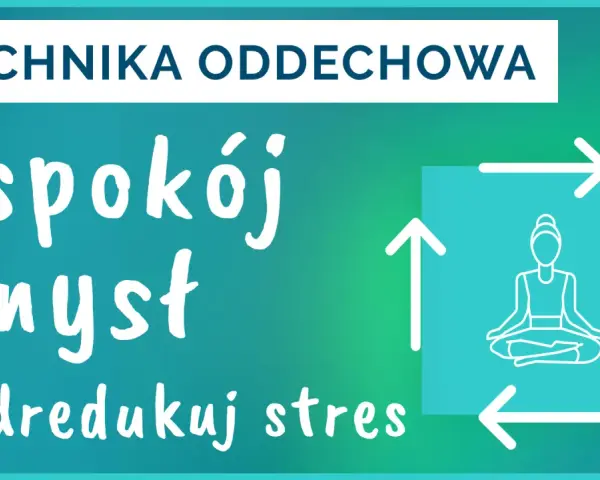 Technika oddechowa: uspokój umysł i zredukuj stres. Schemat z medytującą postacią i strzałkami symbolizującymi cykl.