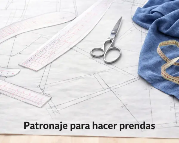 Herramientas de costura sobre un patrón de ropa. Tijeras, reglas y cinta métrica listos para crear un nuevo diseño.