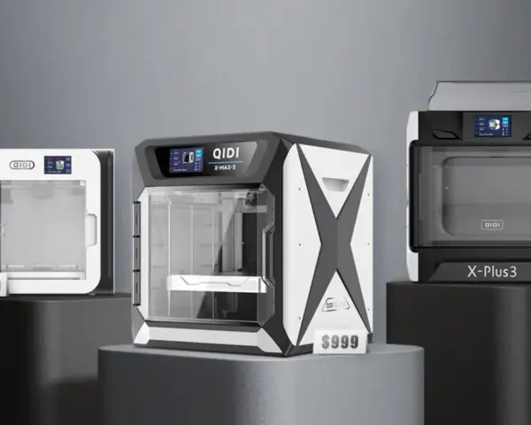 Trzy drukarki 3D QIDI: biała za $399, czarno-biała X-MAX-3 za $999 i X-Plus3 za $699. Informacje o cenach.