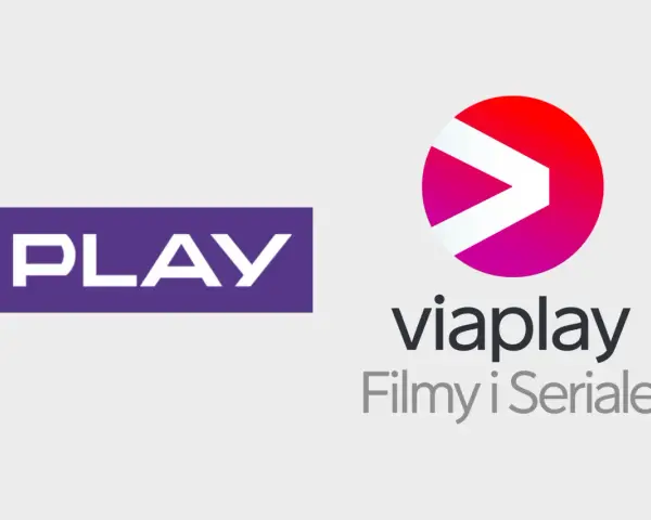 Logo PLAY obok logo Viaplay z napisem "Filmy i Seriale".