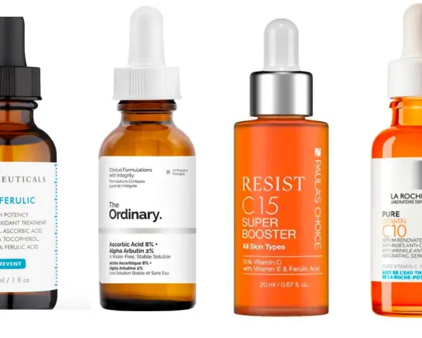 Cuatro sueros con vitamina C para la cara: Skinceuticals C E Ferulic, The Ordinary, Paula's Choice Resist C15 y La Roche-Posay Pure Vitamin C10.