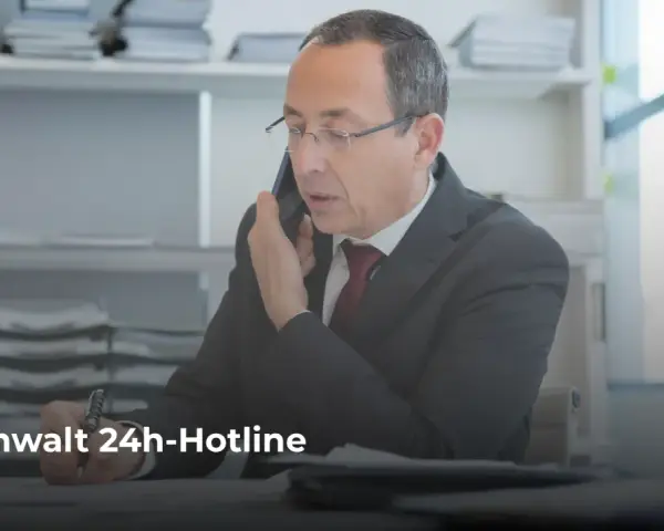 Anwalt im Anzug am Telefon, der Notizen macht. Er bietet telefonische Rechtsberatung im Familienrecht an, kostenlos.