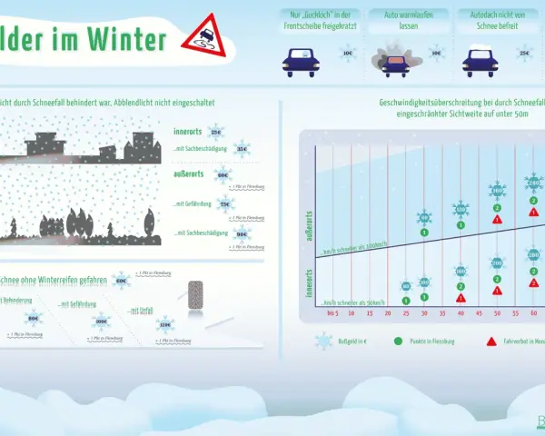 Winterliche Bußgelder: Fahren bei Schnee ohne Winterreifen kann teuer werden. Ein Geisterfahrer-Szenario ist hier nicht abgebildet, aber die Strafen sind dennoch hoch.