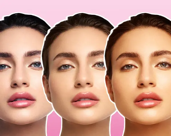Tre volti femminili mostrano diverse tonalità di pelle, dal chiaro all'abbronzato, evidenziando il sottotono della pelle.