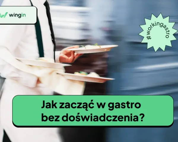 Zwinny kelner z tacami pełnymi jedzenia. Jak zacząć w gastro bez doświadczenia?