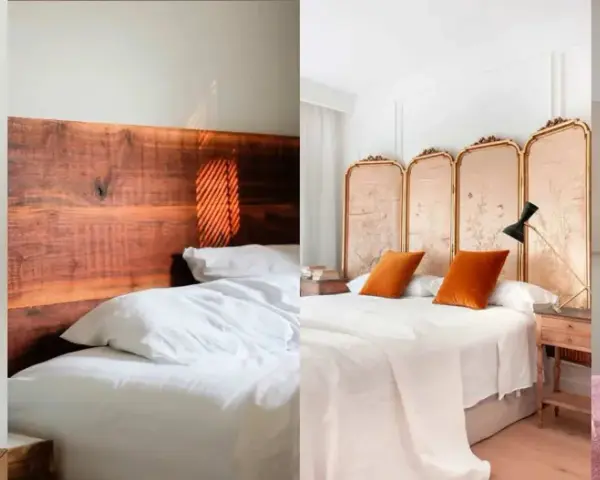 Ideas dormitorio rústico: camas con cabeceros de madera natural, telas suaves y detalles decorativos que evocan la naturaleza.