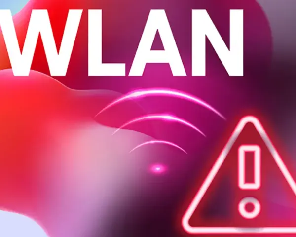 Warnsymbol: WLAN wird nicht angezeigt. Rote, organische Formen und ein Ausrufezeichen im Dreieck.
