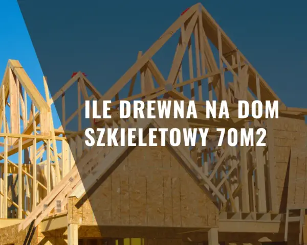 Konstrukcja szkieletowa domu z drewna pod niebieskim niebem.