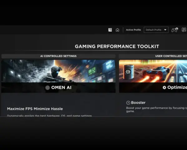 OMEN Gaming Hub: narzędzie do optymalizacji wydajności gier. Wybierz OMEN AI lub Optimizer, by zwiększyć FPS.