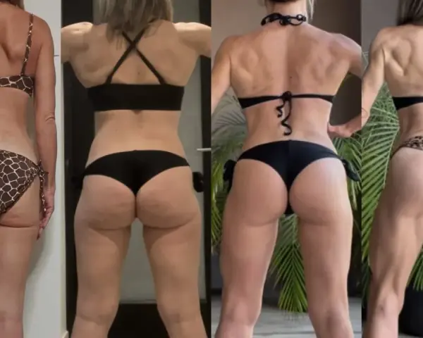 Comparaison avant/après : combien de temps pour voir les muscles fessiers se développer. Transformation physique impressionnante.