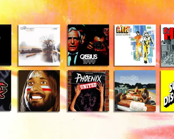 Une collection d'albums de musique électronique, incluant Daft Punk, Air, Cassius et d'autres artistes du groupe electro.