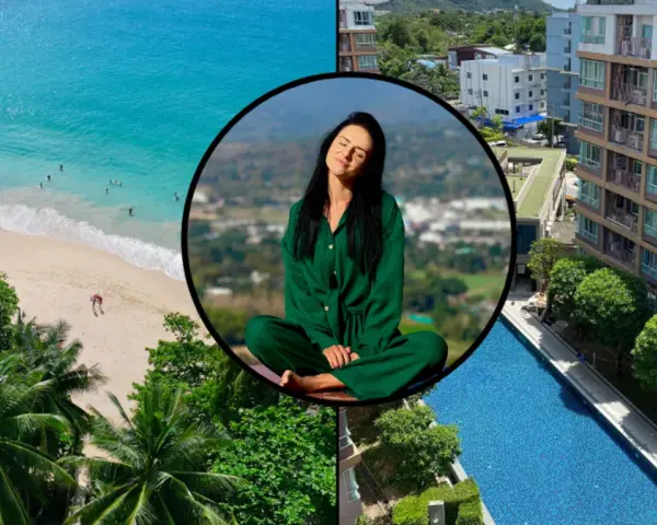 Tropikalna plaża, kobieta medytująca i nowoczesne apartamenty z basenem. Zastanawiasz się, ile kosztują mieszkania w Tajlandii?