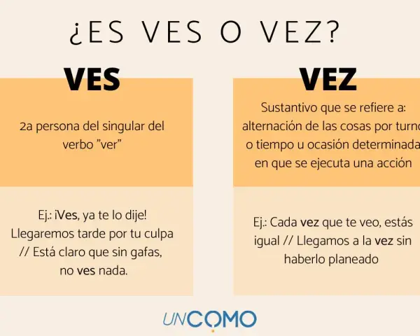 Diferencia entre "ves" (verbo) y "vez" (sustantivo). Cada vez que ves algo, es una ocasión.