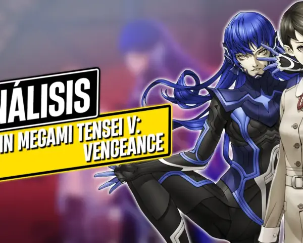 Análisis de Shin Megami Tensei V: Vengeance con dos personajes principales, uno con armadura azul y otro con uniforme escolar.