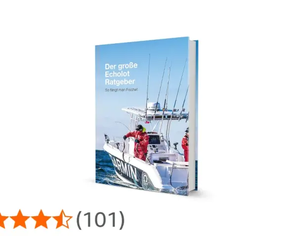 Buchcover "Der große Echolot Ratgeber", das zeigt, wie funktioniert ein echolot auf einem Angelboot.