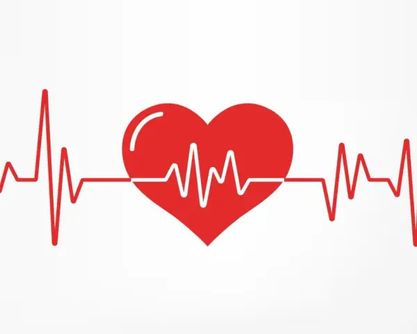 Czerwone serce z linią EKG, symbolizujące puls norma.