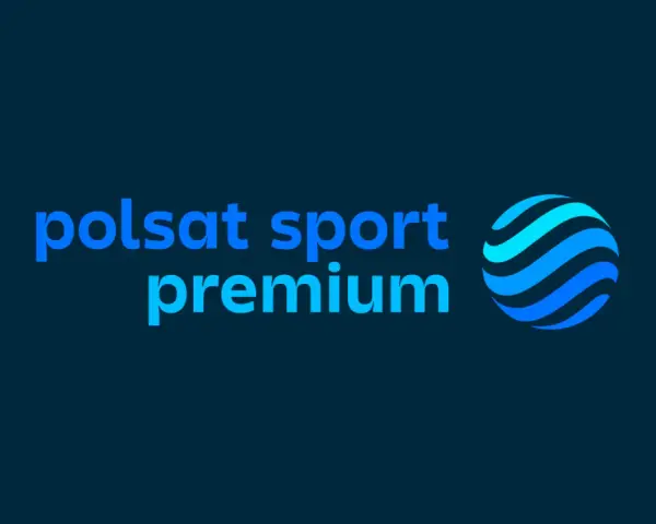 Logo Polsat Sport Premium z niebieską kulą.