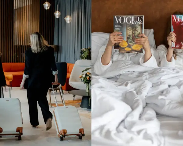 Przyjaciółki rozpoczynają swój weekend spa na Dolnym Śląsku. Po przybyciu relaksują się w łóżku z magazynami Vogue.