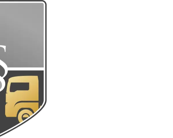 Logo z lwem, paragrafem i ciężarówką. Napis "LEGALTRANS KANCELARIA TRANSPORTOWA".