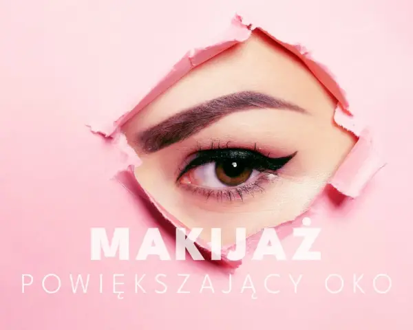 Kreska na dolnej powiece podkreśla spojrzenie. Makijaż powiększający oko.