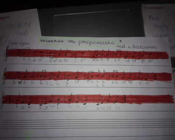Nuty piosenki "Uciekła mi przepióreczka", melodia z Mazowsza, zapisane ręcznie.