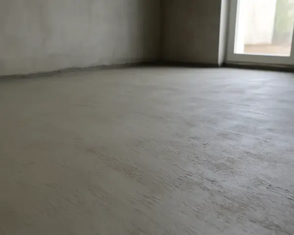 Świeżo wylana posadzka cementowa, gotowa na dalsze prace. Zastanawiasz się, ile cementu na m2?
